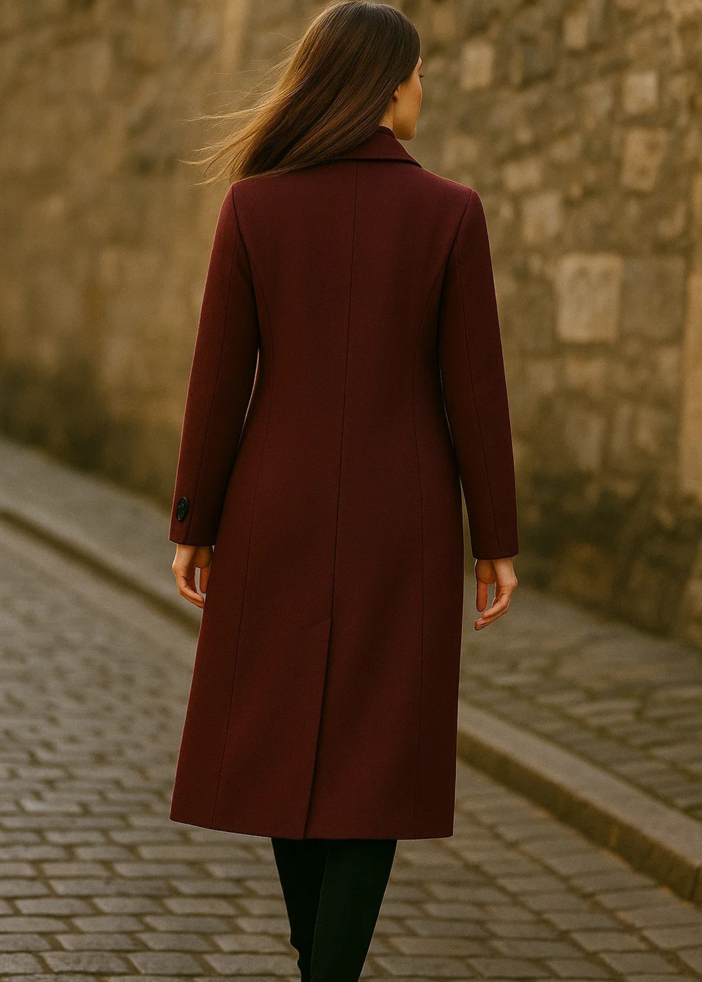 Premium burgundy coat – structured cut