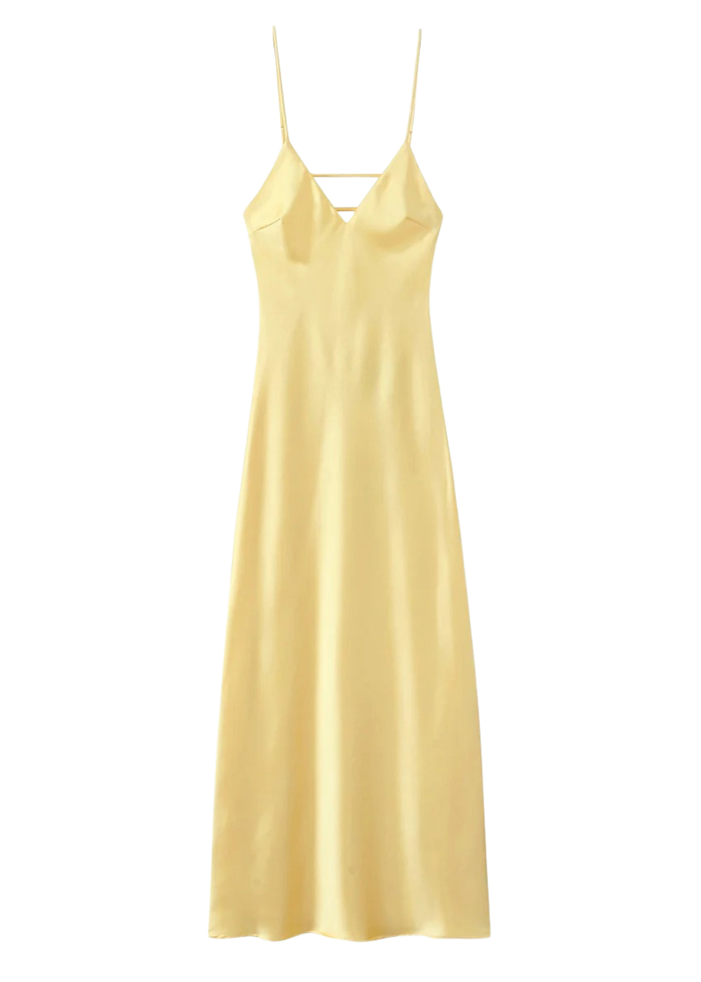 Rochie lungă din satin – bretele subțiri