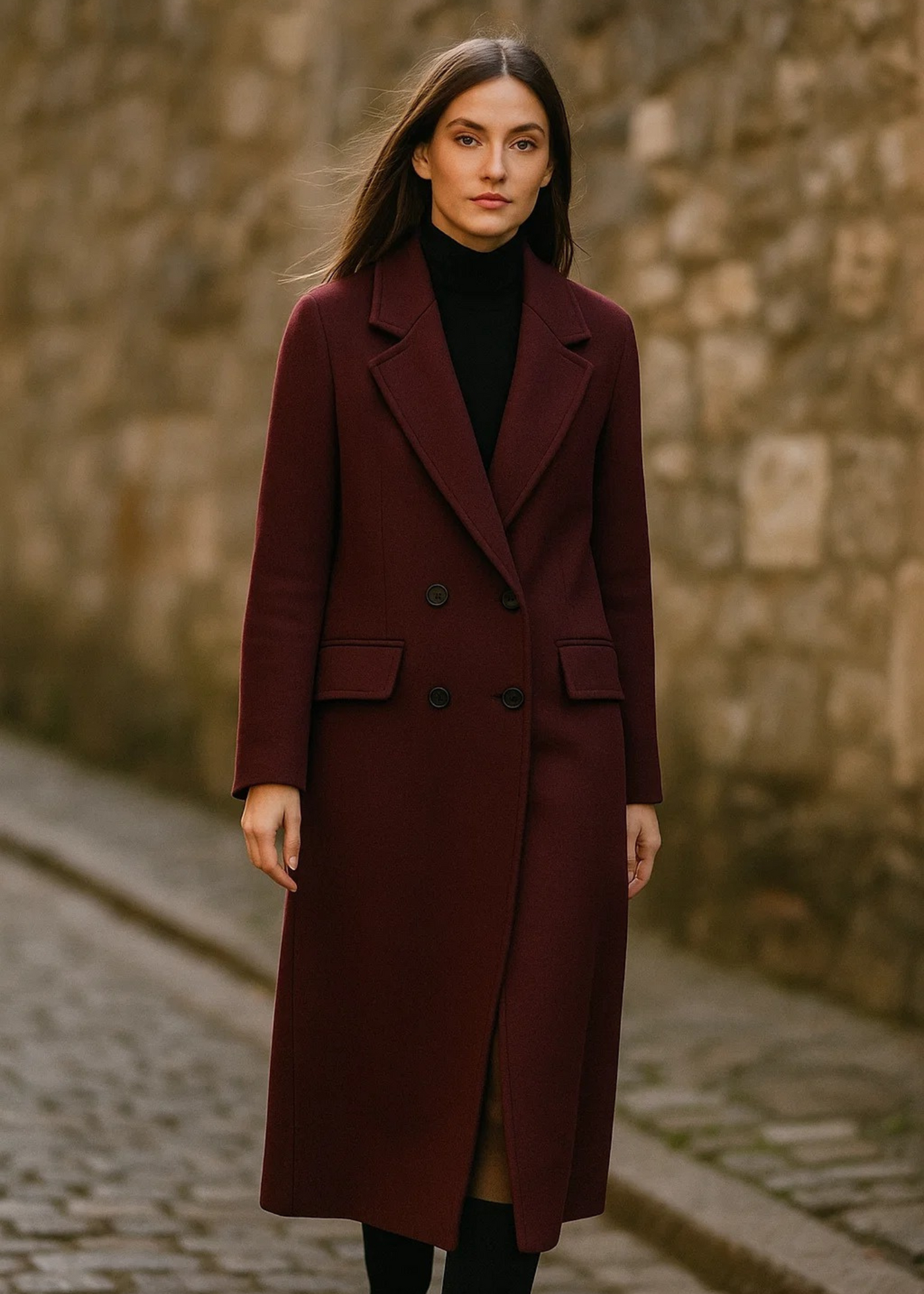 Premium burgundy coat – structured cut