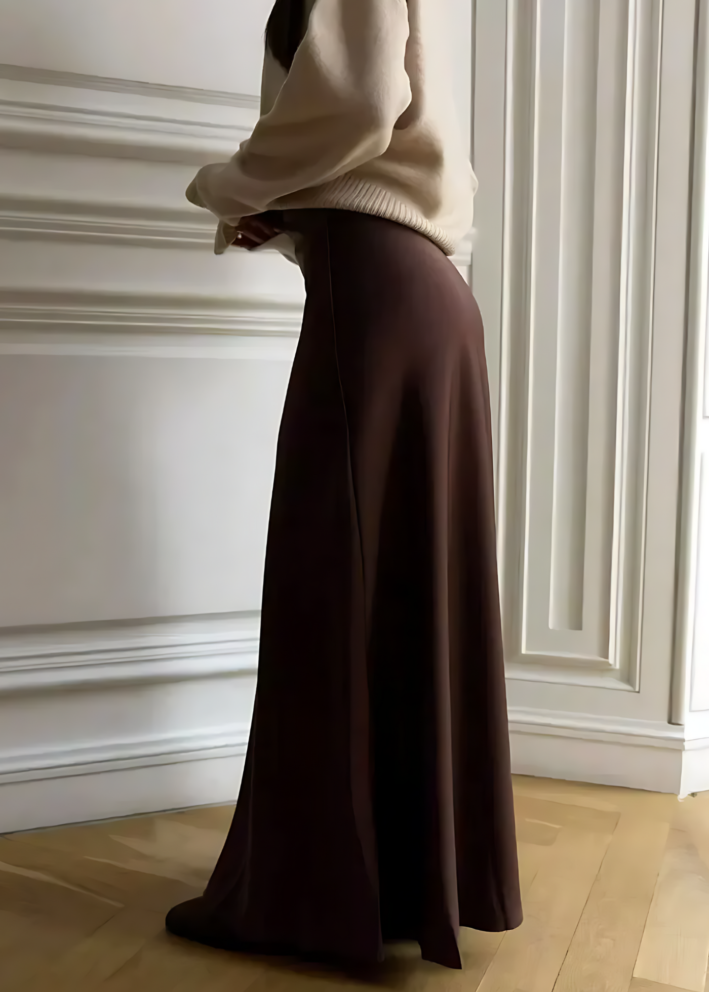 Satin long skirt Mila – Chocolate