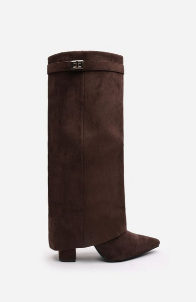 Suede High Boots - Brown