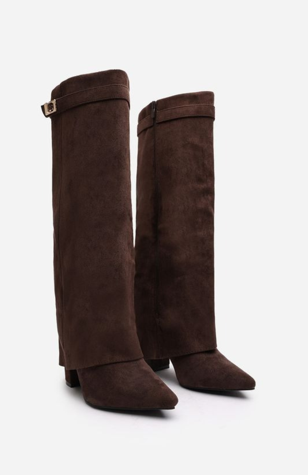 Suede High Boots - Brown