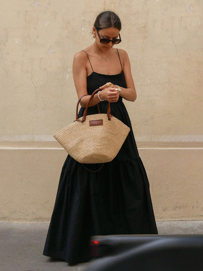 Long Flared Dress Open Back Elegant Black