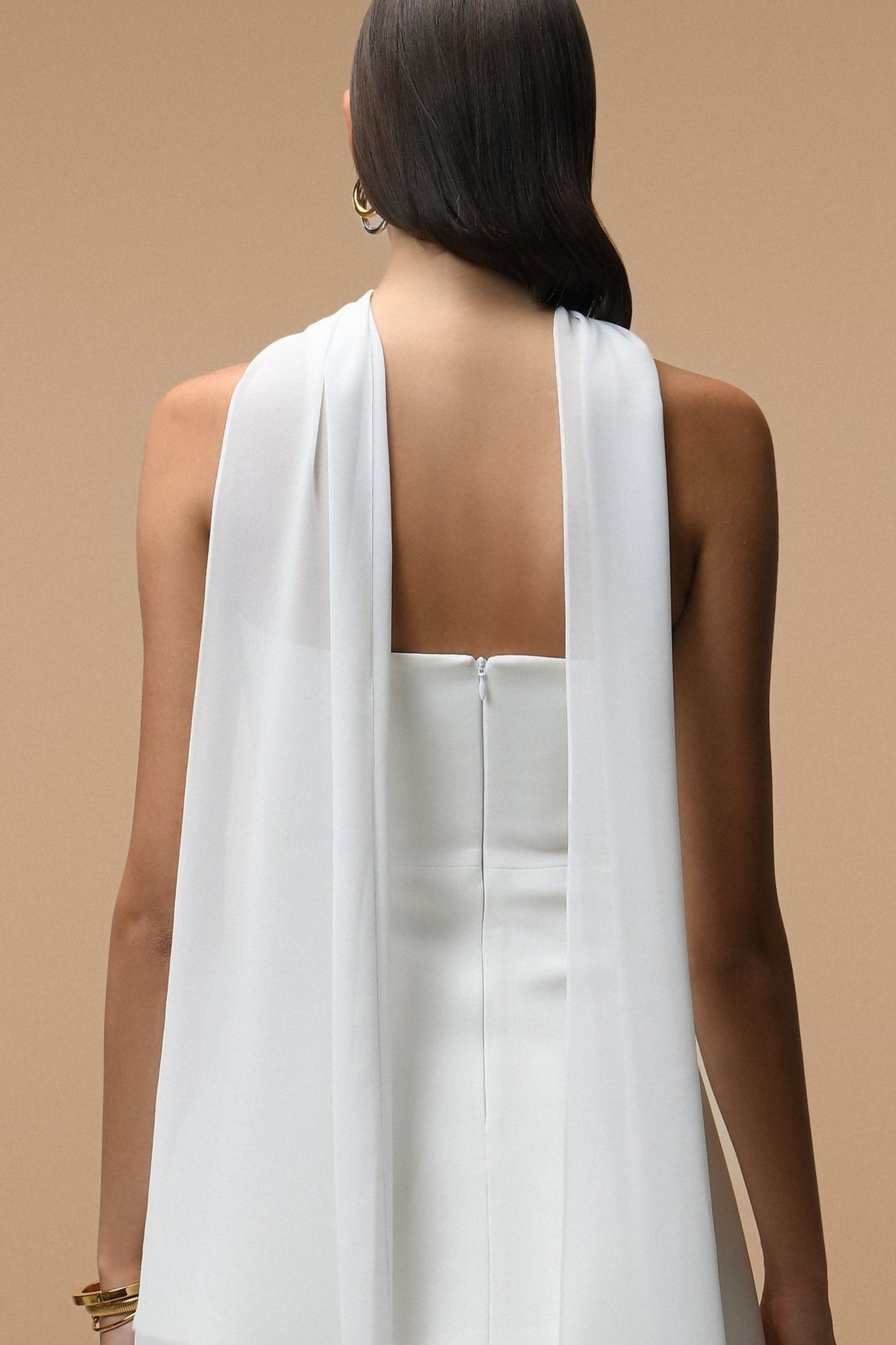 Robe Longue Elara Blanche - Bustier & Voile Transparent