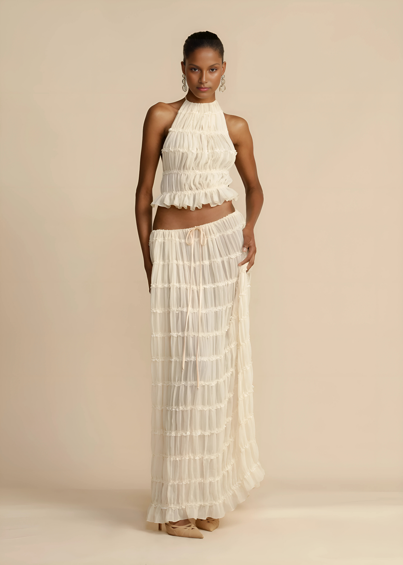 Riviera Set – Sculpted Silhouette & Airy Tulle - Apricot