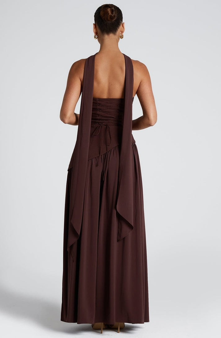 Long Strapless Asymmetric Dress – Fluid Draped & High Slit Haute Couture