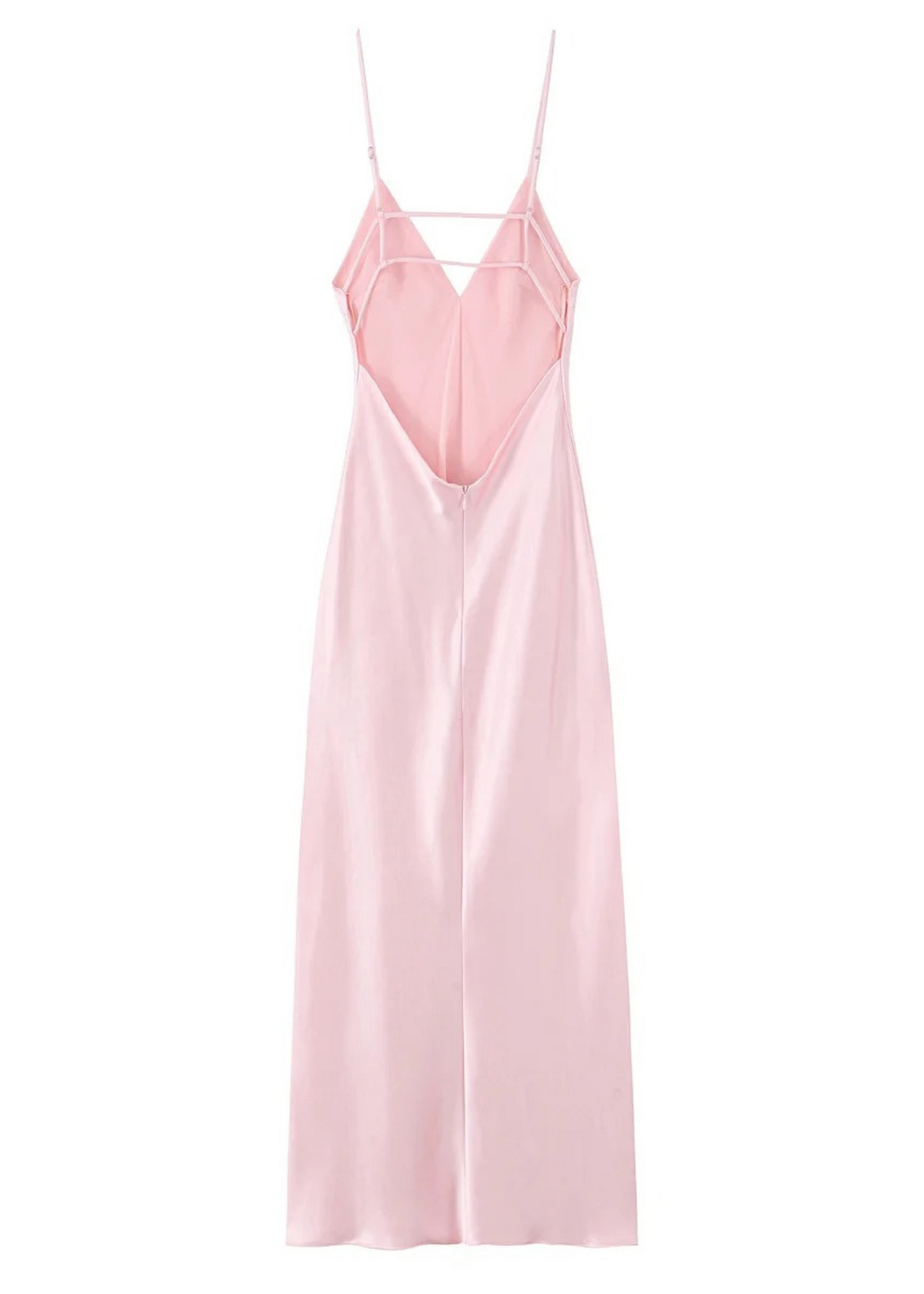 Rochie lungă din satin – bretele subțiri