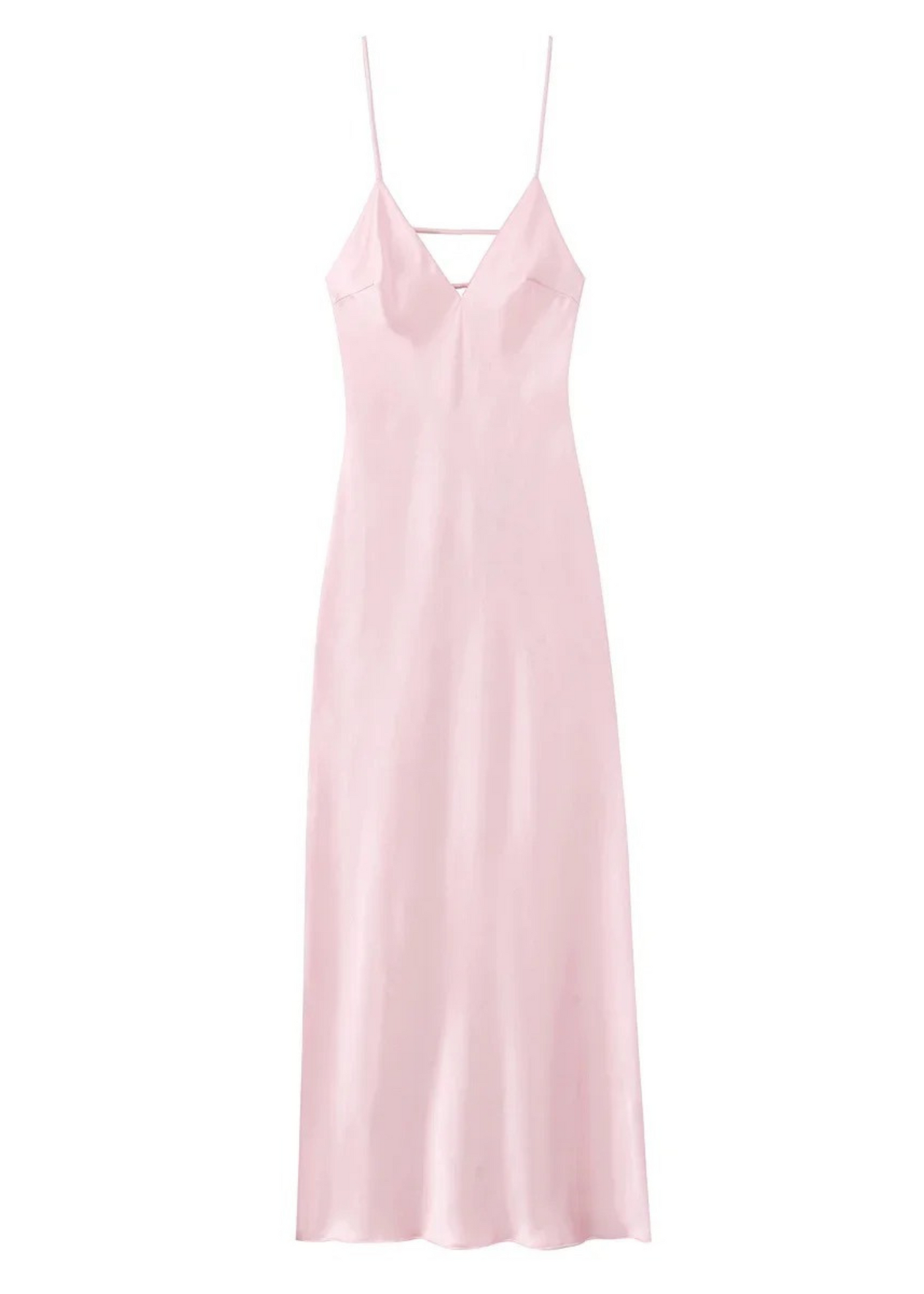 Rochie lungă din satin – bretele subțiri